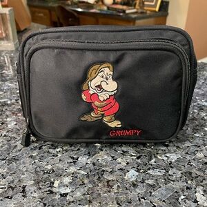 Disney Grumpy Vintage 90’s Embroidered Black Fanny Pack Hip Bag 10x6